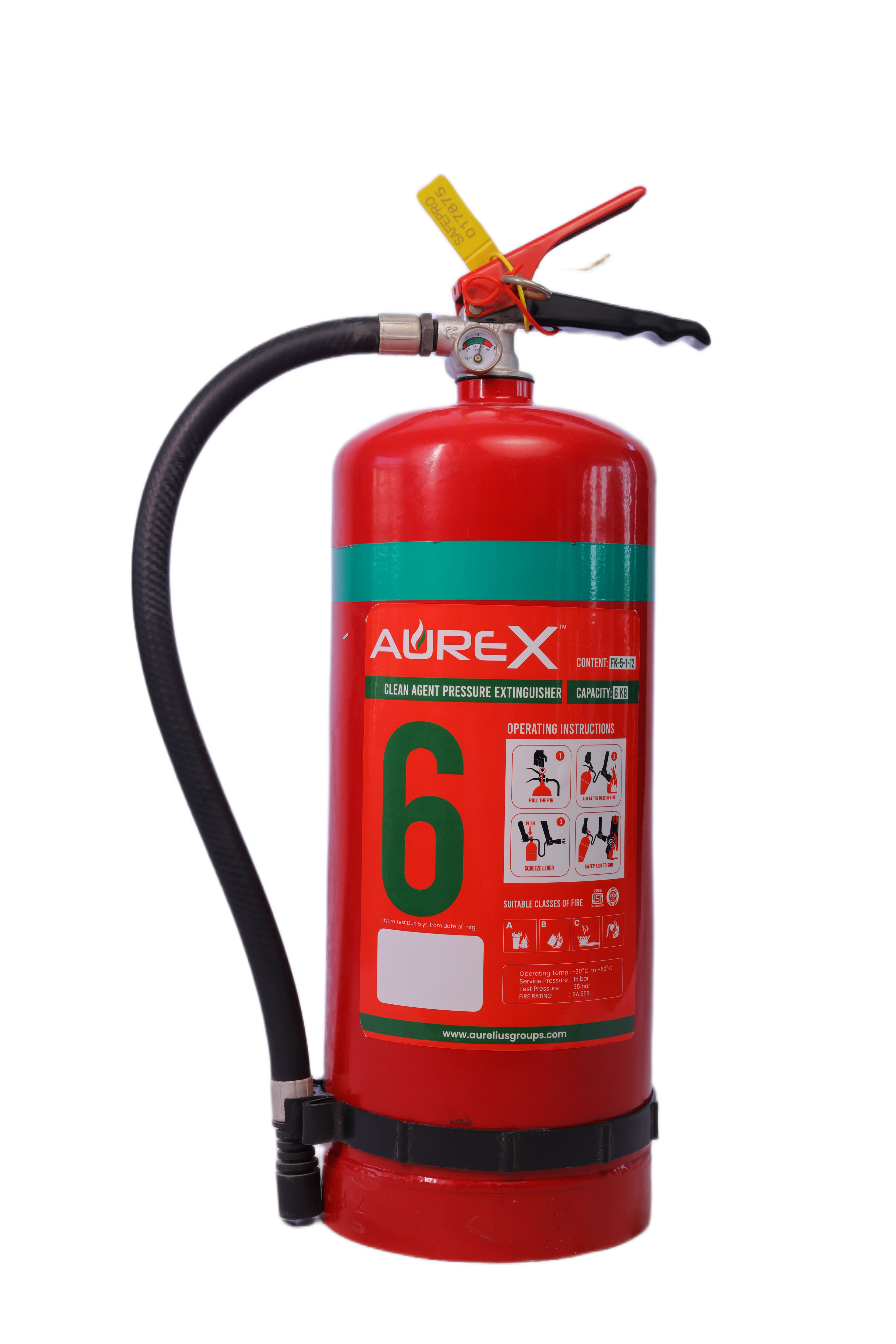 Clean Agent 6 KG Fire Extinguisher