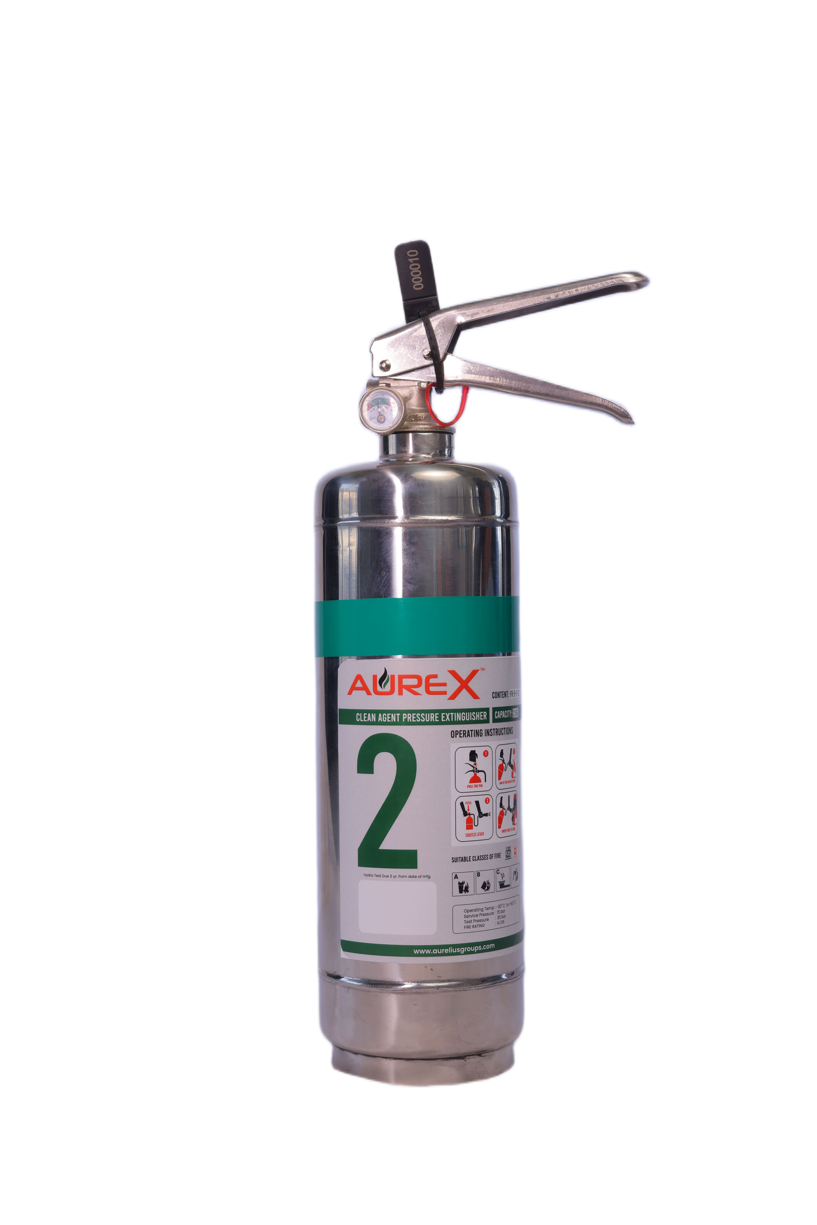 Clean Agent 2 KG Fire Extinguisher