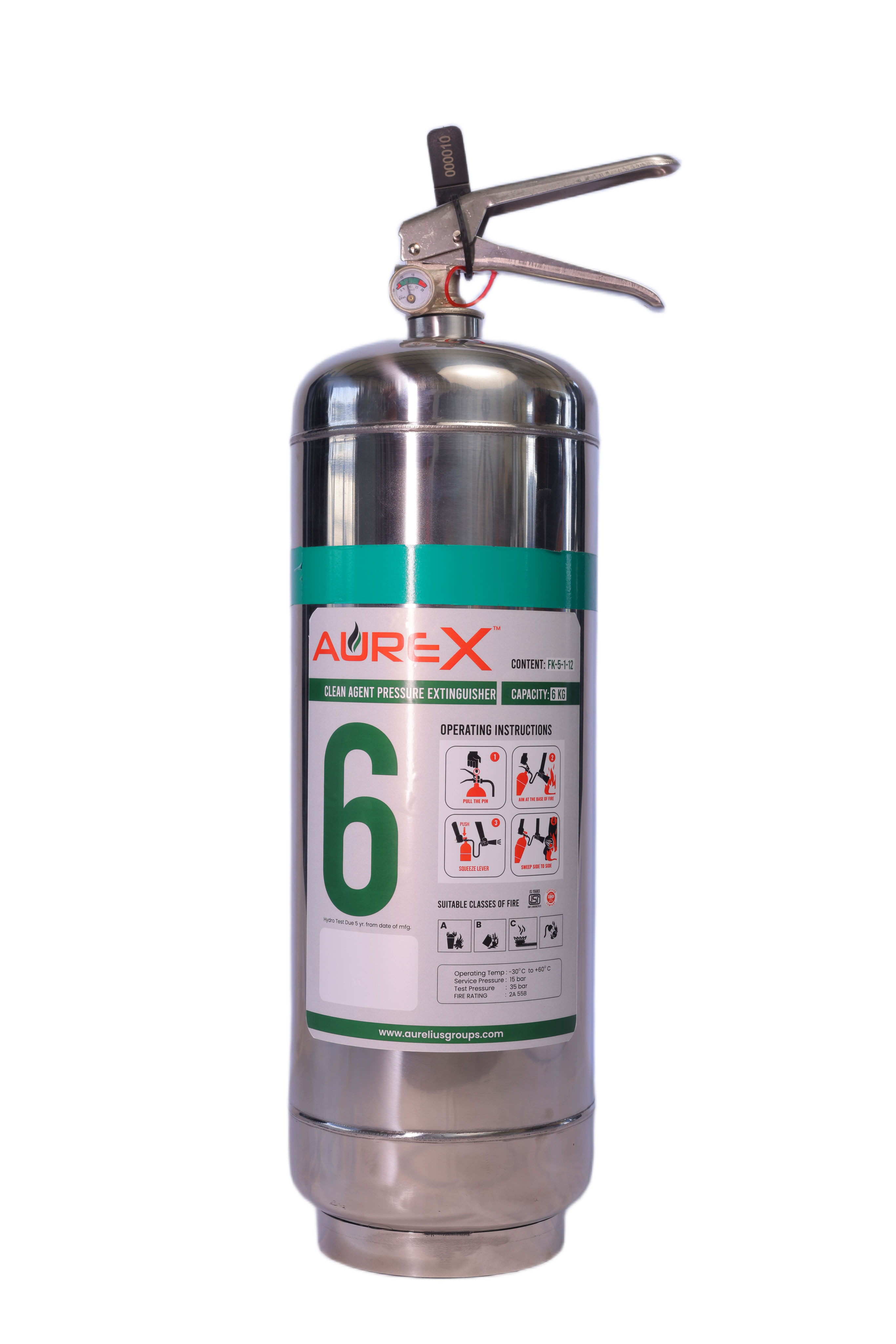 Clean Agent 6 KG Fire Extinguisher